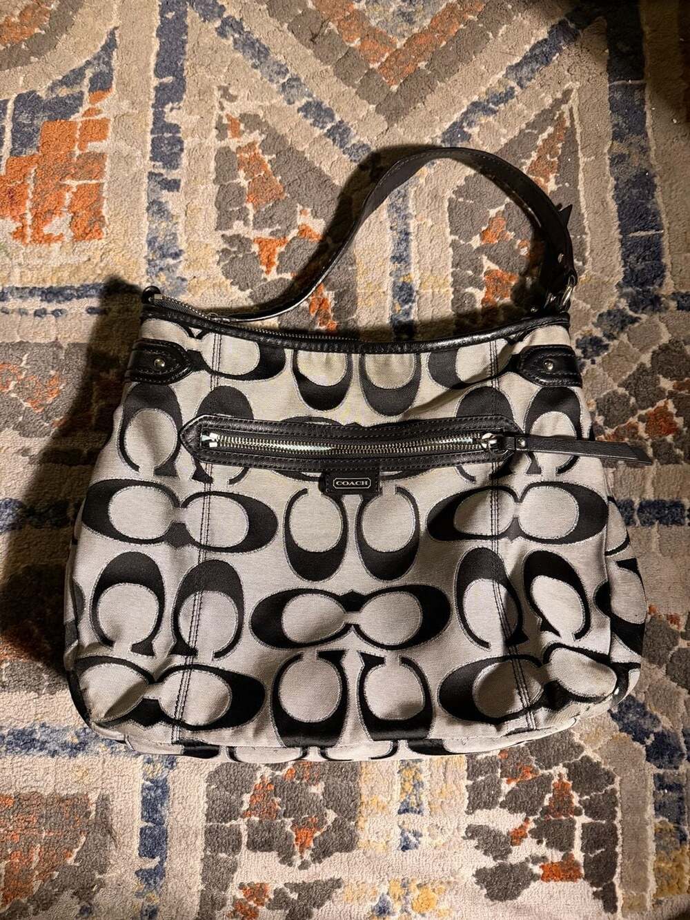 Coach Signature Canvas Monogram Hobo Shoulder Bag with F23918 Creed (i)